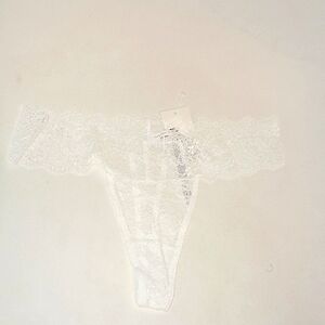 Elegant White Lace Thong